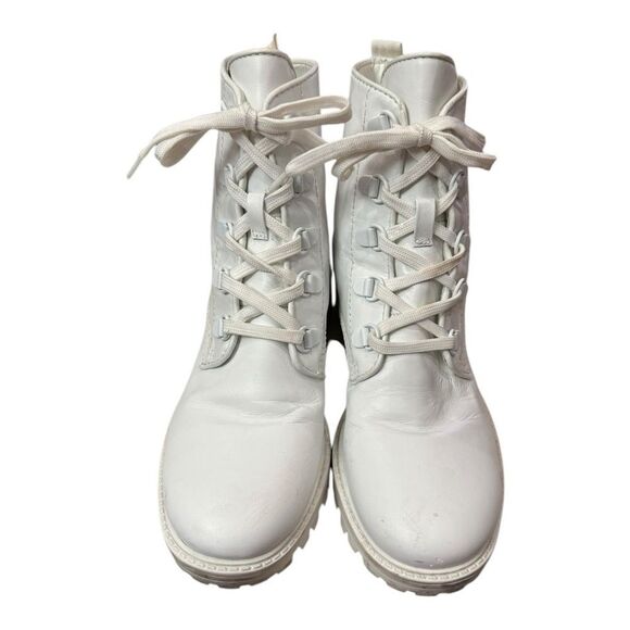 Kendall + Kylie Women's Epic White Leather Chunky Heel Combat Boots 7.5 - Picture 4 of 6